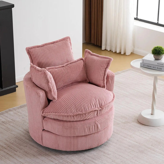 Swivel Accent Barrel Chair Modern Lounge Armchair With Cushions