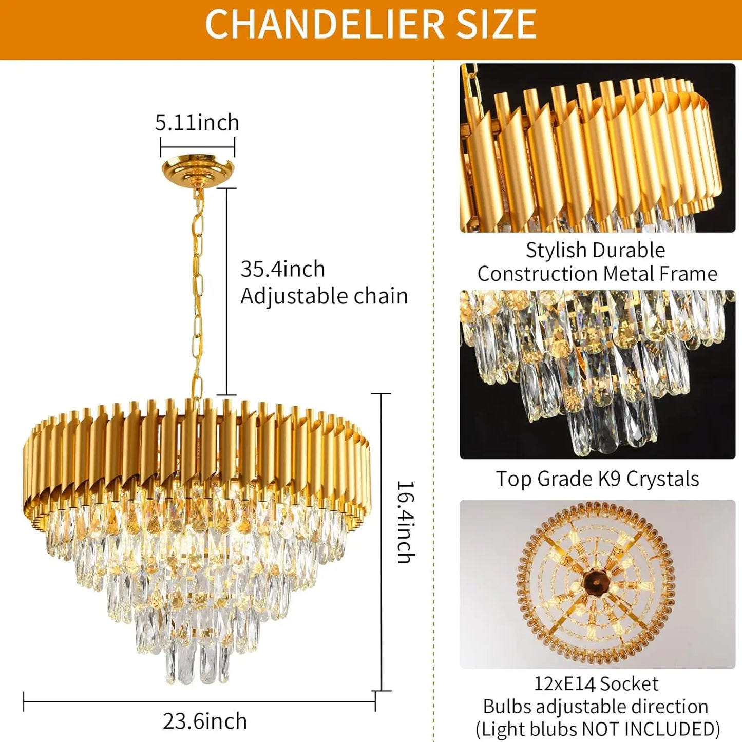 5 Tier Raindrop Crystal Chandelier For Living Room And Dining Room