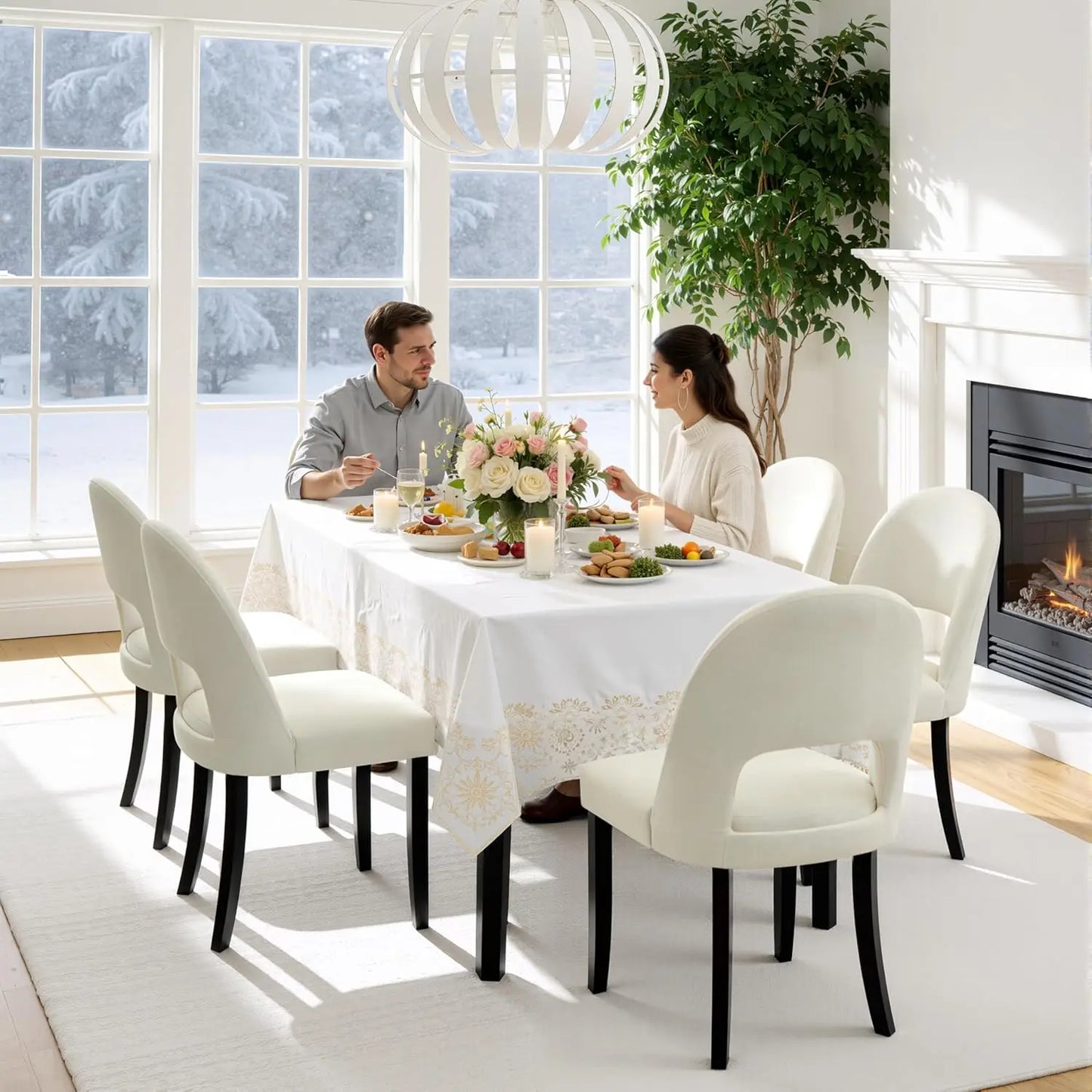 Upholstered Dining Chairs Set Of 6 Mid Century Modern