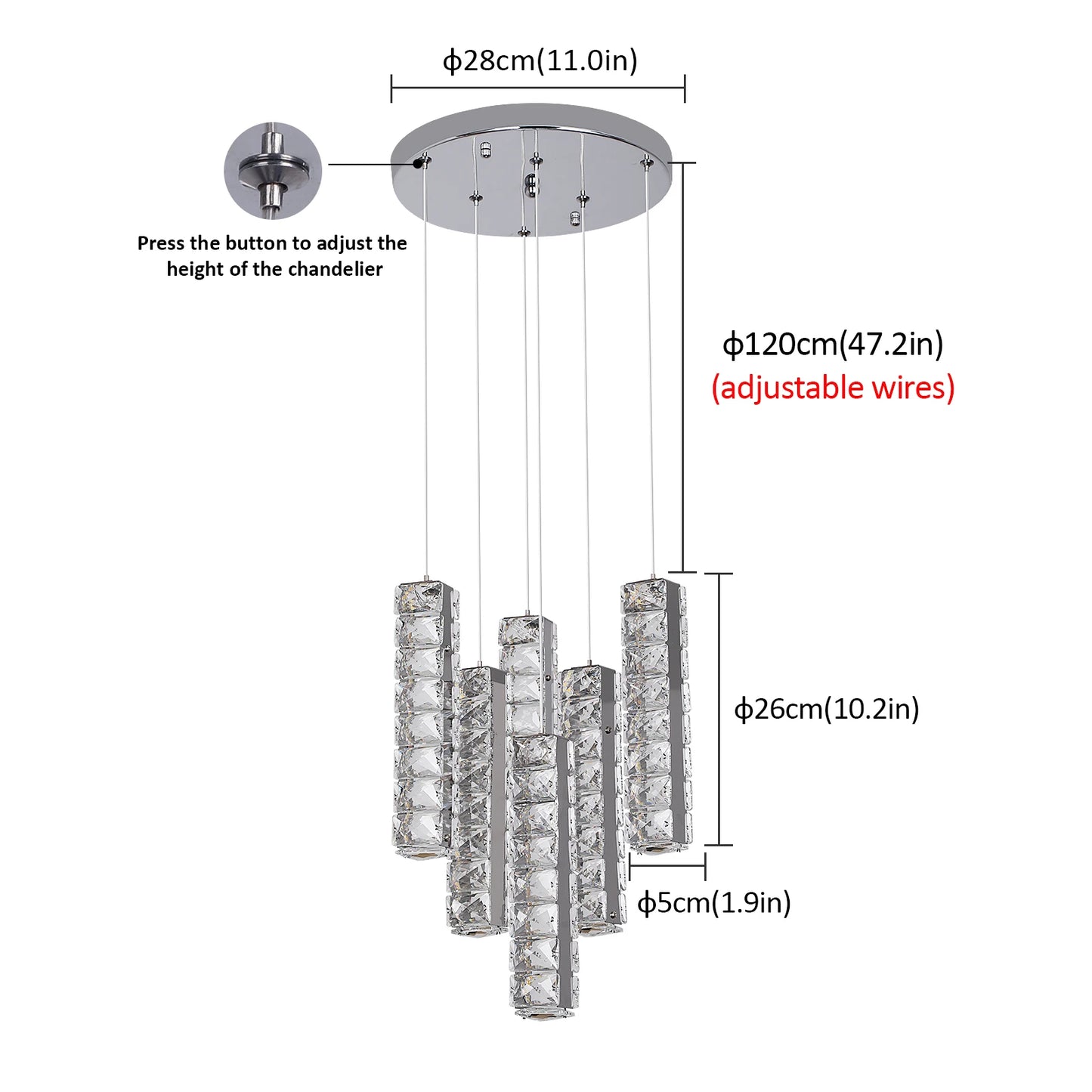 Vetrulus Nordic K9 Crystal LED Ceiling Lamp Chandelier Indoor