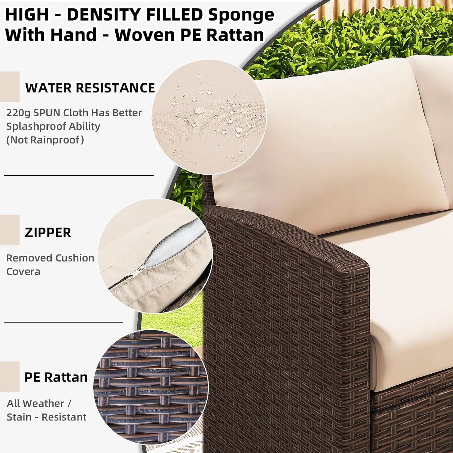 Outdoor Patio Furniture Set with Waterproof Cover, 7 Pieces Clearance Sectional Rattan Dining Table&Chairs, All Weather, Custom