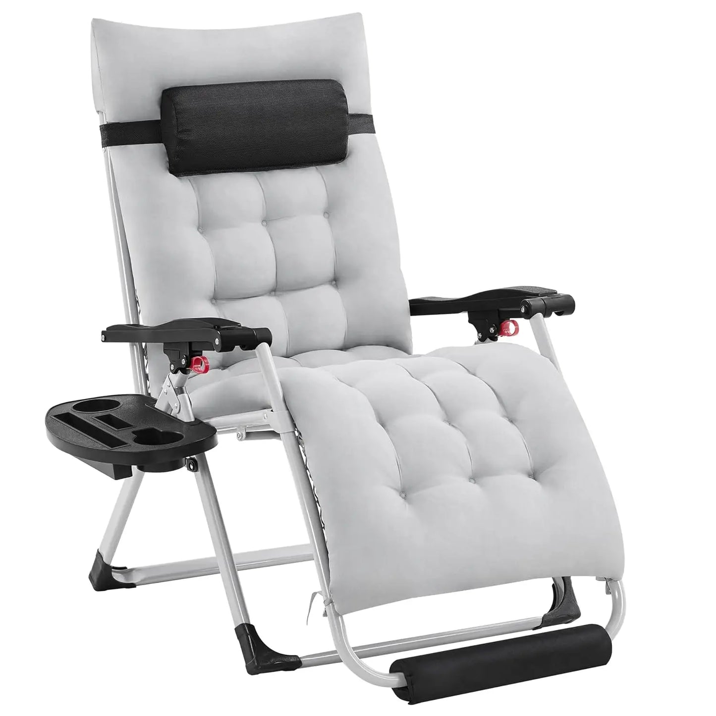 29in Zero Gravity Chair, Foldable Premium Reclining Lounge Recliner w/Removable Pad & Pillow & Side Accessory Tray for, Custom