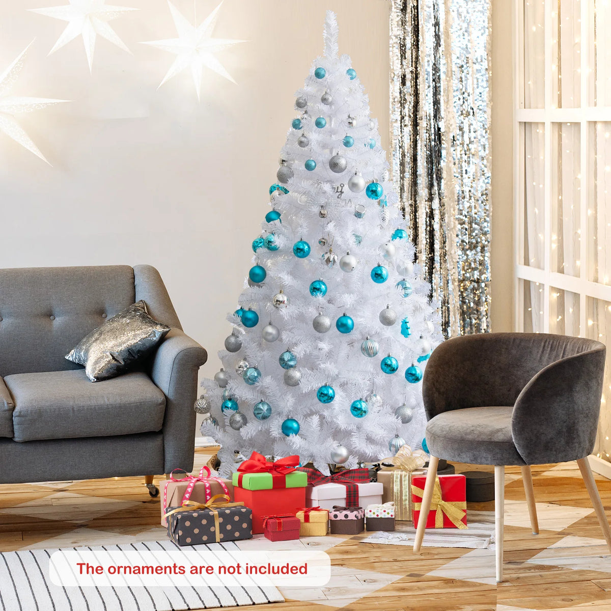 MULTIGOT Unlit Artificial PVC Christmas Tree With Metal Stand