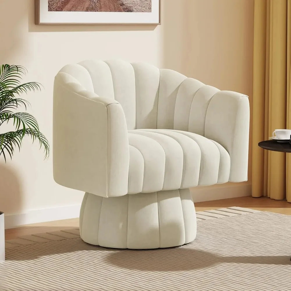 MOYU Velvet Upholstered Swivel Accent Chair 360 Degree Spin Armrest