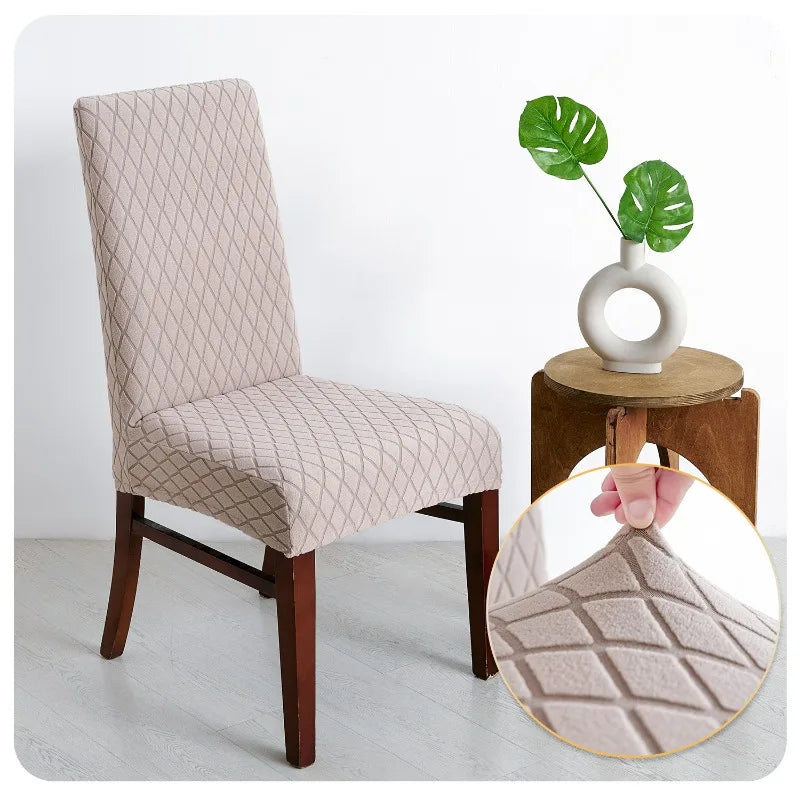 NONECN Jacquard Chair Cover Set Diamond Pattern Elastic Slipcovers