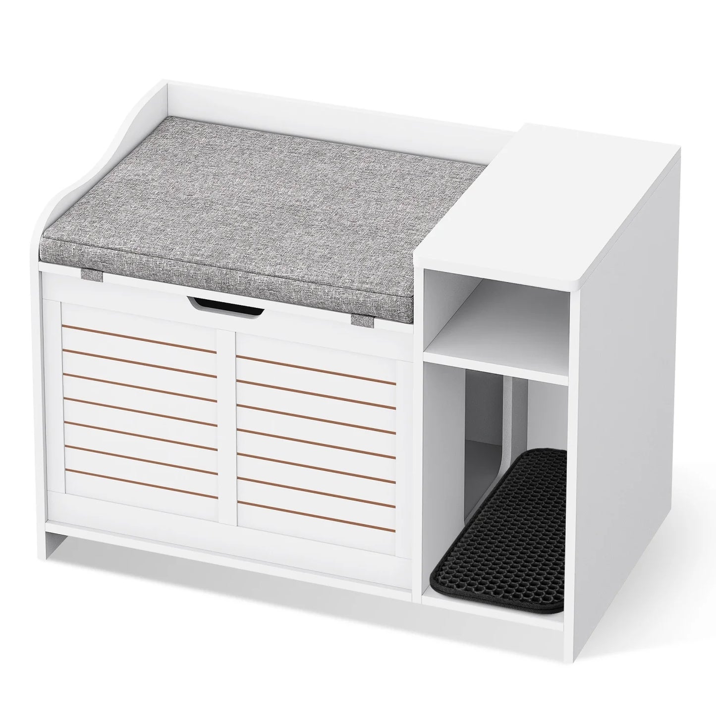 Litter Box Enclosure with Top Opening and Pad, Hidden Litter Box Furniture, Cat Litter Box Cabinet with Scratch Pad