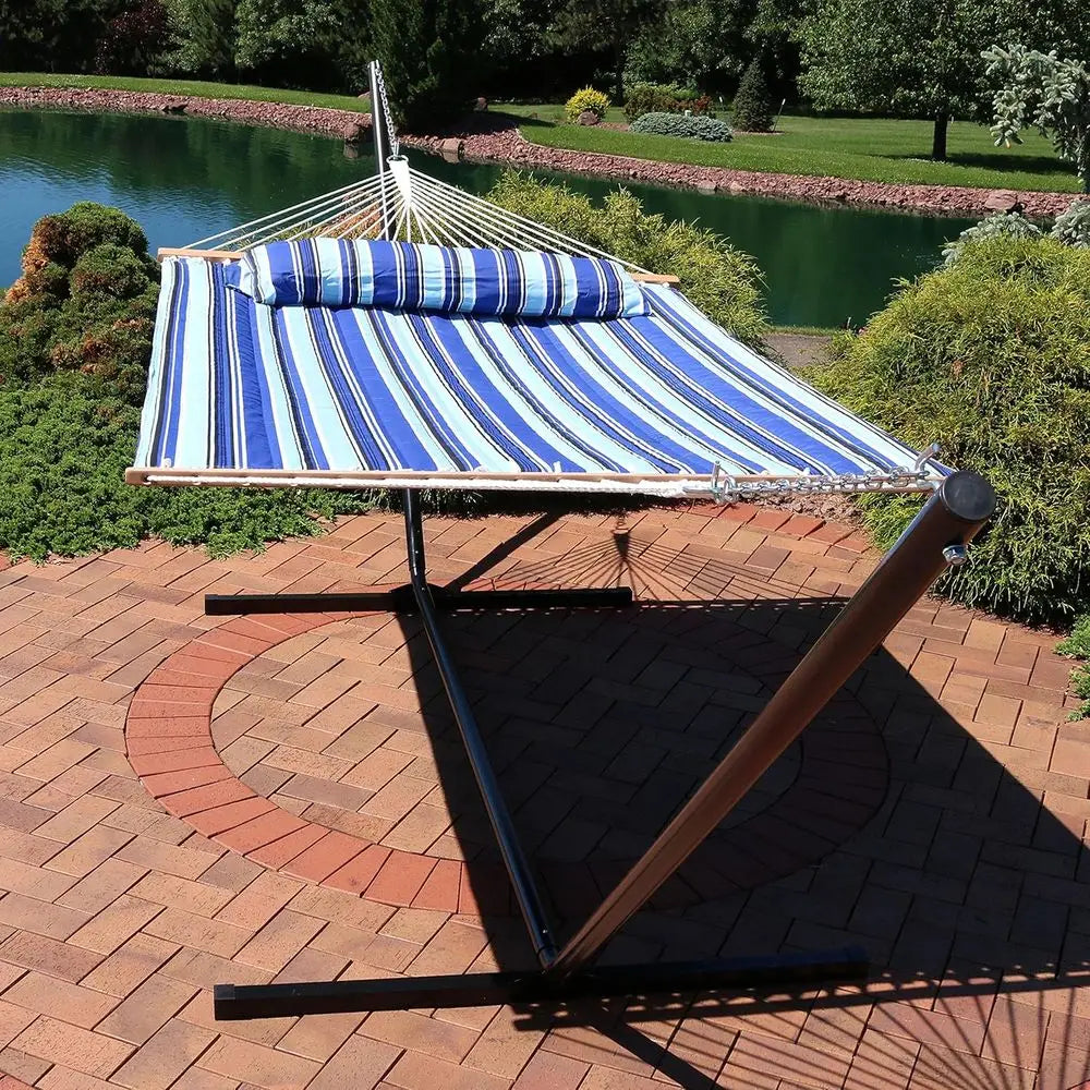 Quilted Double Hammock with Stand or Outside - 400-Pound acity 2-Person Hammock with Stand - 15-oot Stand - Catalina Beach