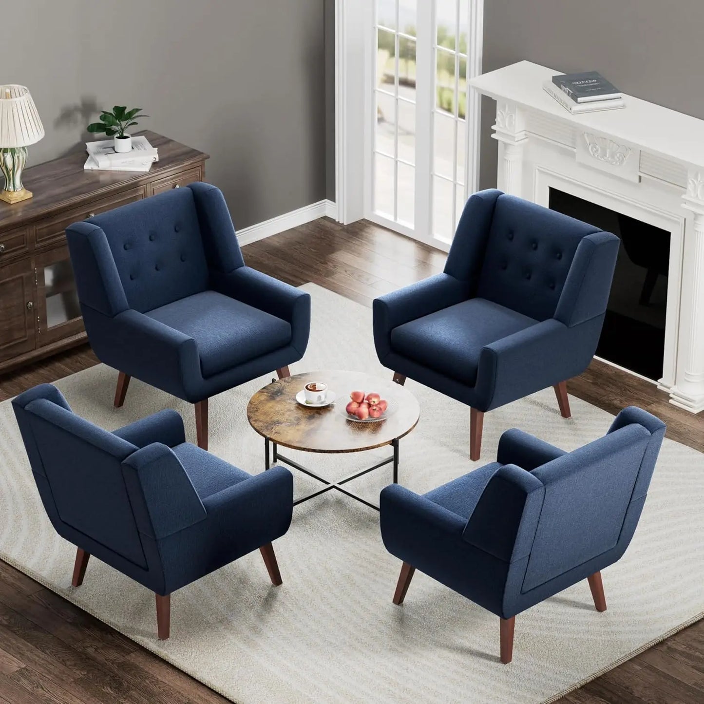 MOYU Accent Chairs Set of 4 Upholstered Button Tufted Armchairs