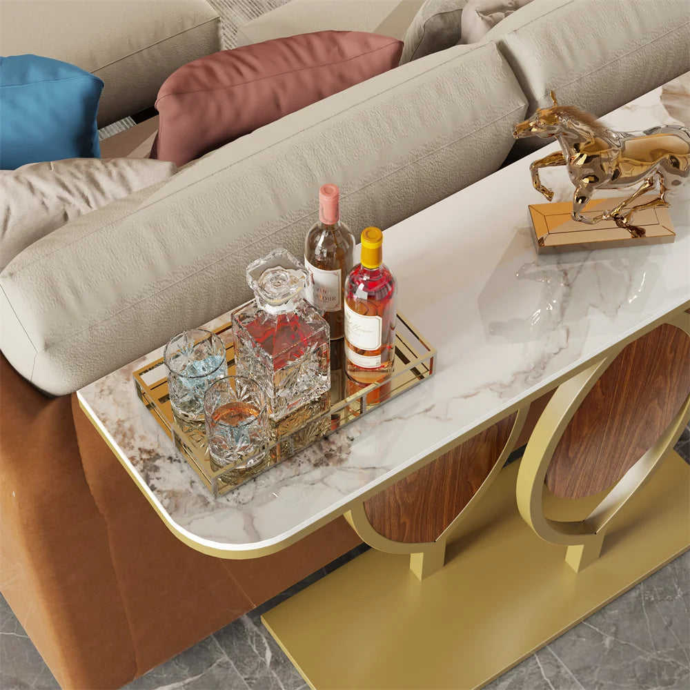 LUVODI Luxury Modern Marble Console Table Anti-Scratch Entryway Table for Living Room Bedroom Sofa Back Decor