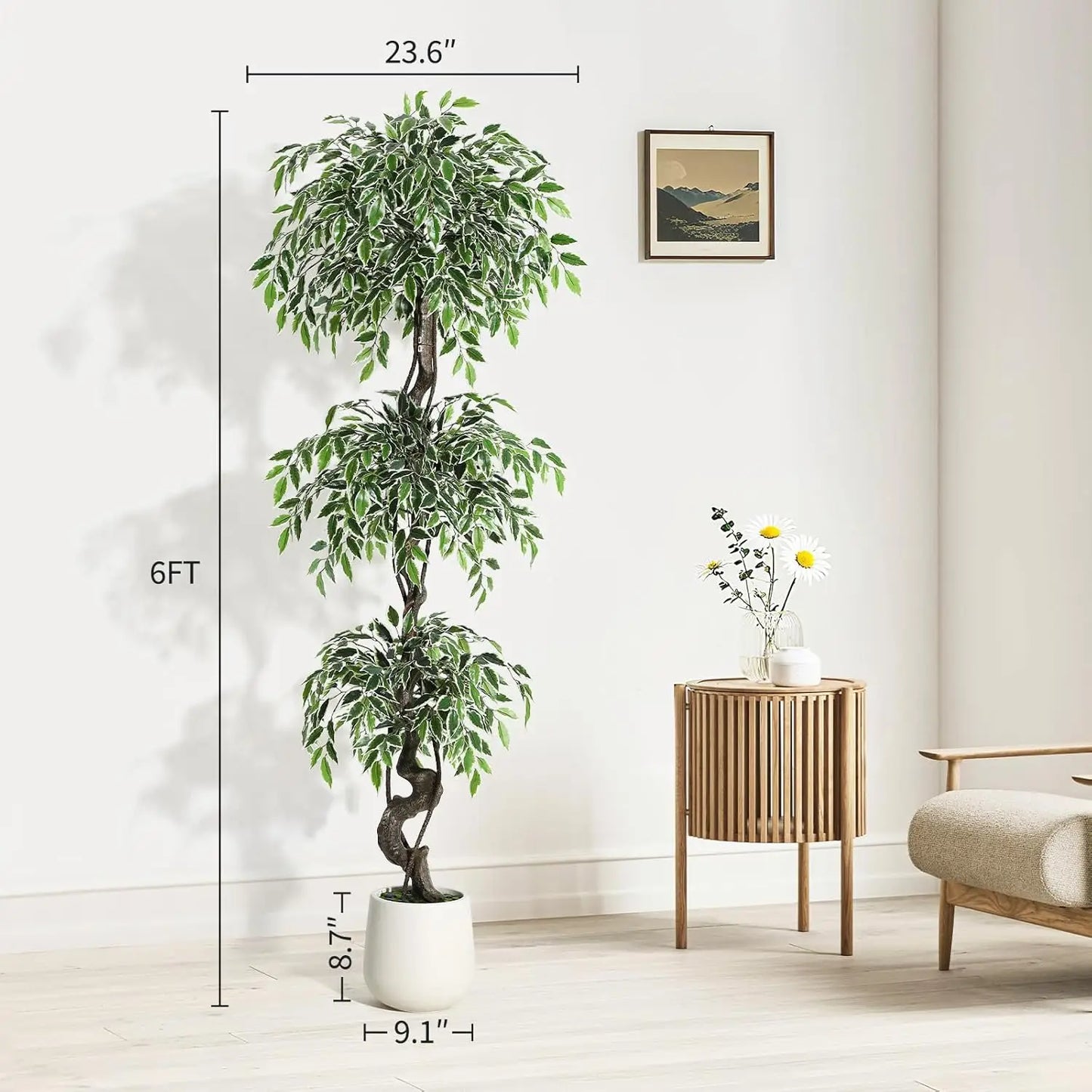 HiMISS Artificial Ficus Tree Indoor Outdoor Decorative Floor Plant