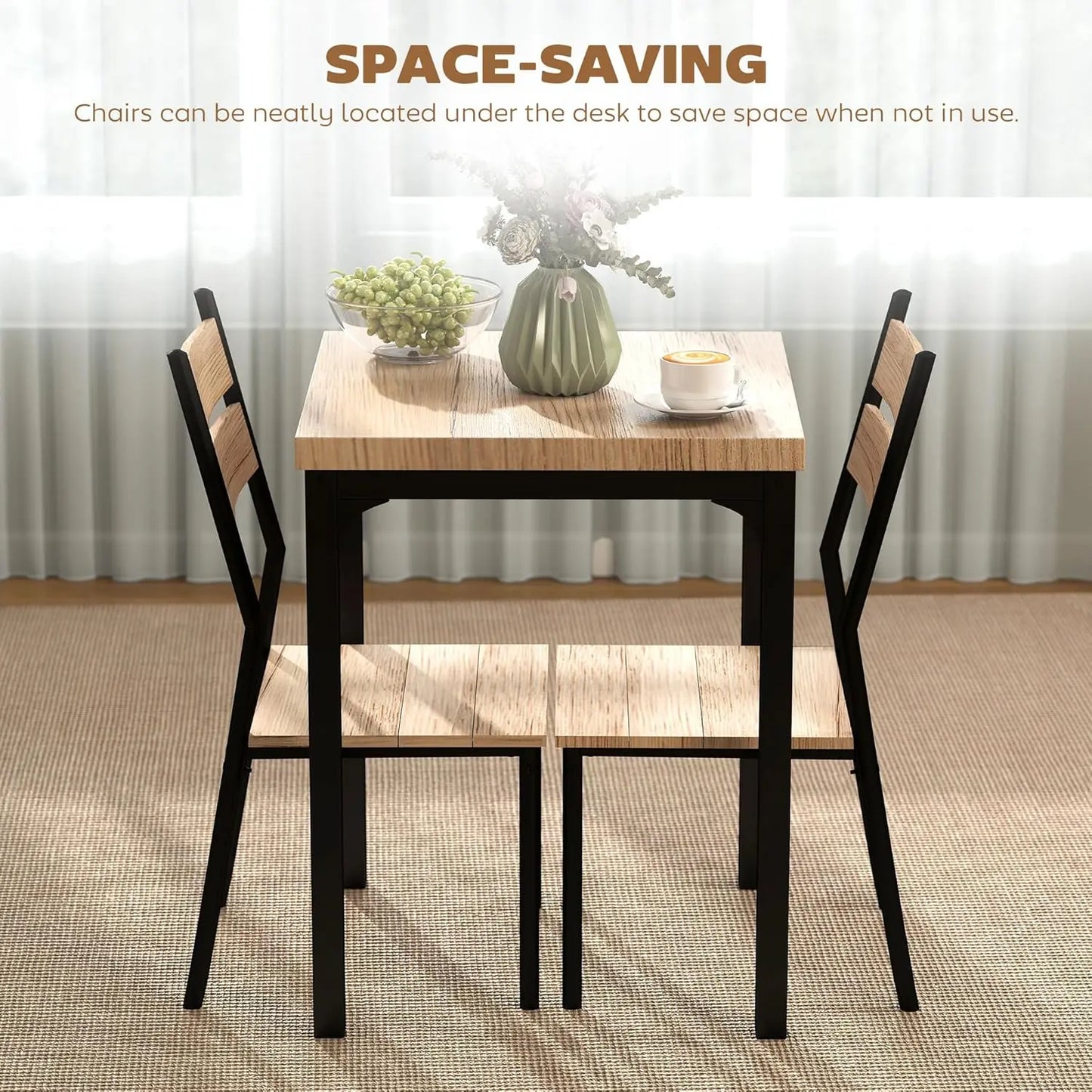 3 Piece Dining Table Set for 2 Modern Kitchen Chairs