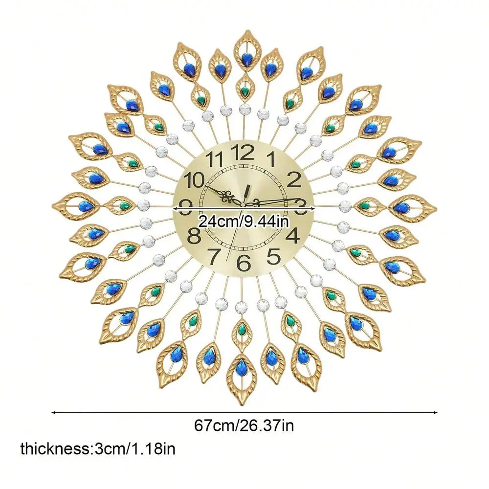 Large Wall Clock Non-Ticking Silent Modern Metal Big Clocks Decorative Wall Clocks For Living Room Dining Room Bedroom Decor, D