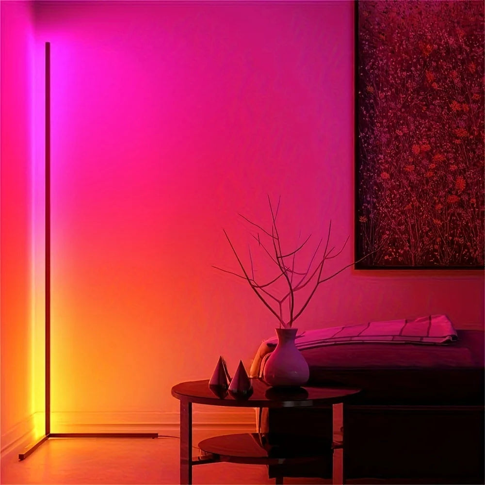 RGB LED Corner Floor Lamp For Living Room Bedroom Game Room