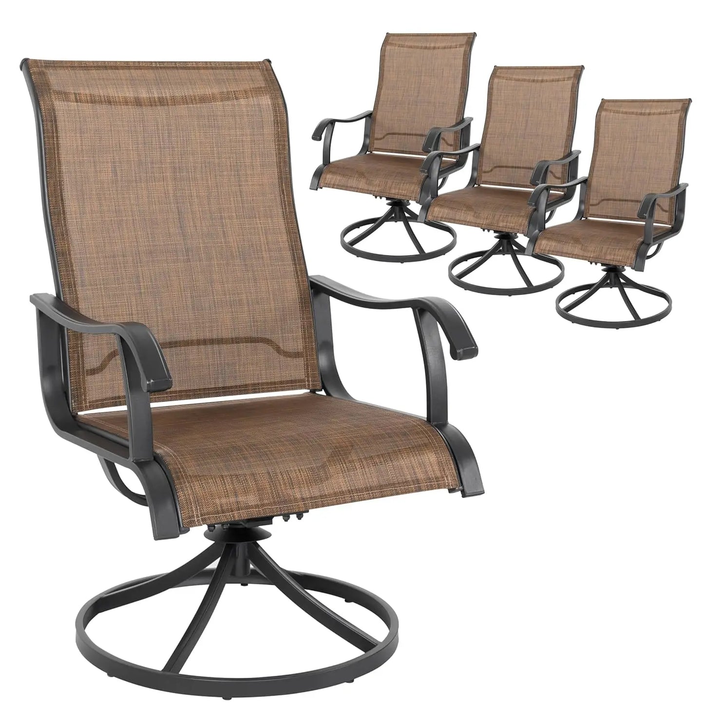 Swivel Sling Patio Dining Chairs Set of 4 All-Weather Textilene Iron Frame Outdoor Lawn Garden Backyard , Custom