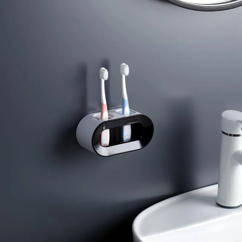 Electric Toothbrush Holder Double Hole Self Adhesive Wall Mount Bathroom
