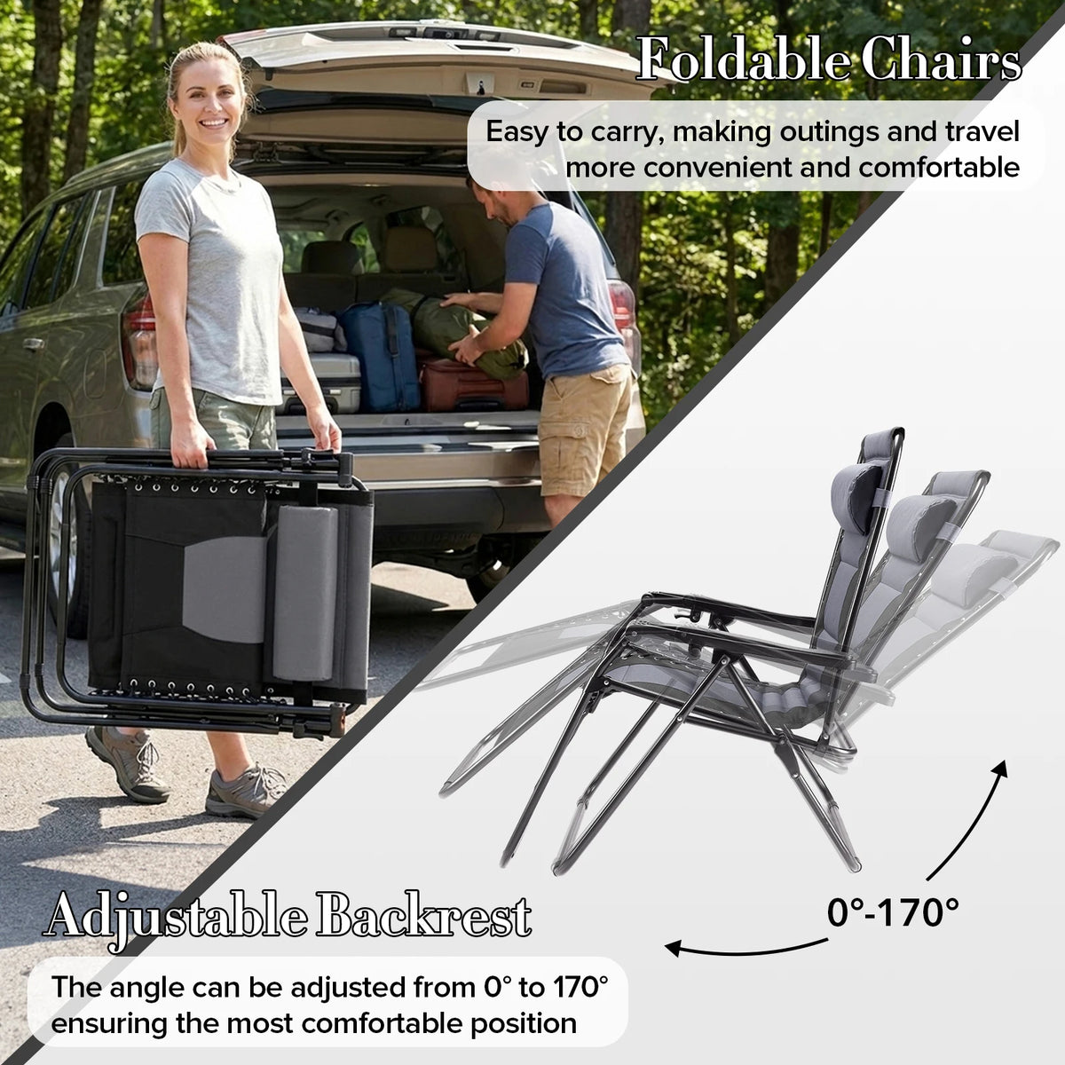 JHK Zero Gravity Reclining Lounge Chair With Pillow Cup Holder