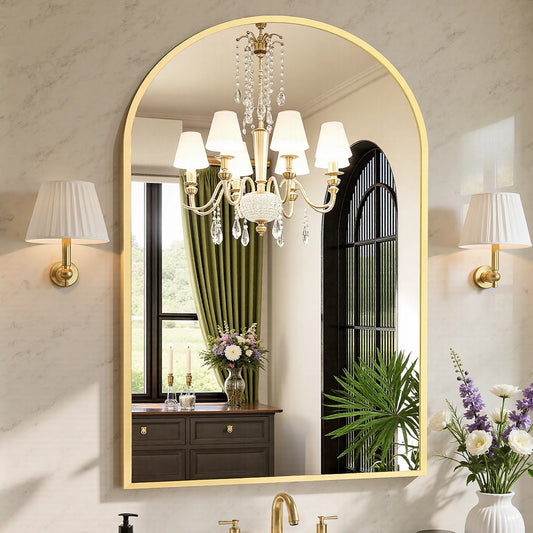 JHK Arched Bathroom Wall Mirror for Vanity and Entryway Decor