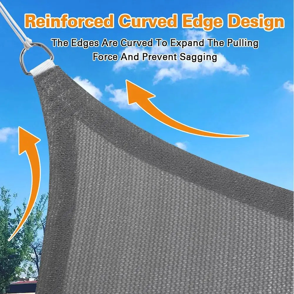 22'X22'X22' e Sun Shade Sail, 185GSM HDPE UV Block k Grey Awning Shade Cloth or Patio, Pool, Backyard (Custom