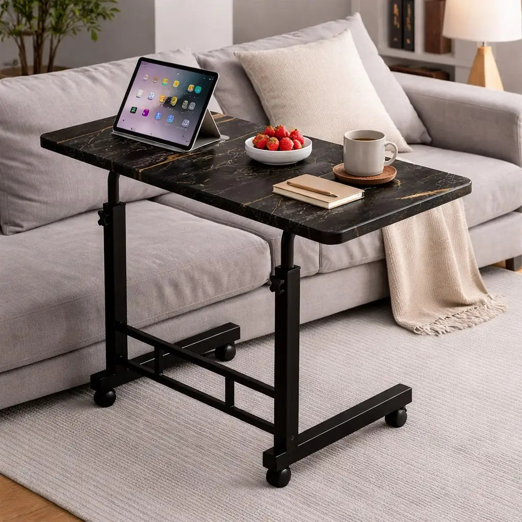 Rolling Overbed Table For Bed & Sofa – Space-Saving Mobile Side Desk, Easy To Move & Use Anywhere,Multiple Colors Available