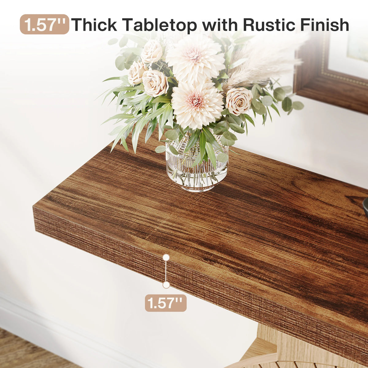 Tribesigns Modern Console Table With Storage Shelves And Round Base
