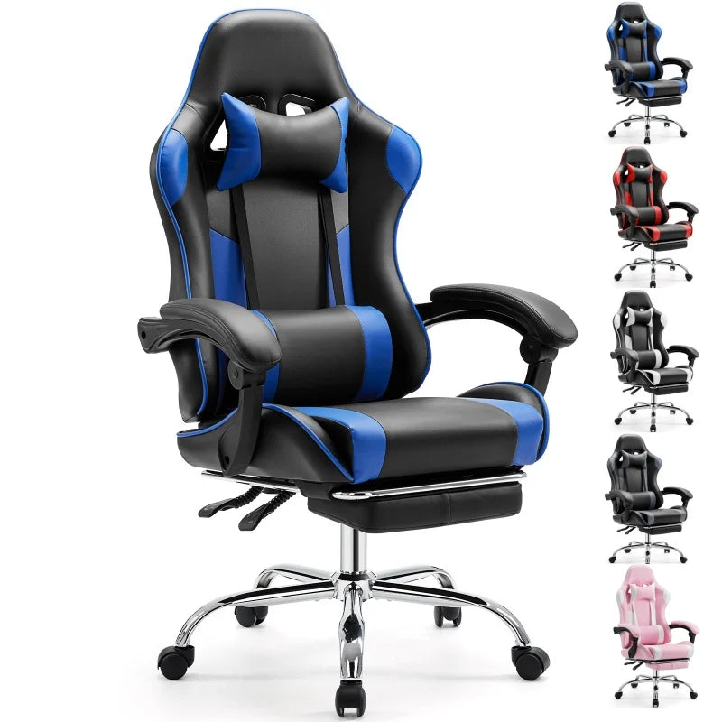 JHK Gaming Chair Adjustable Swivel With Headrest And Lumbar Support