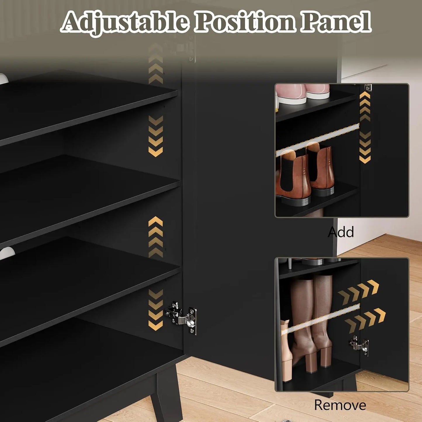 Shoe Cabinet Storage for Entryway with Doors, 4 Tier Fluted Shoe Organizer with 2 Drawers, Entryway Shoe Storage with, Custom