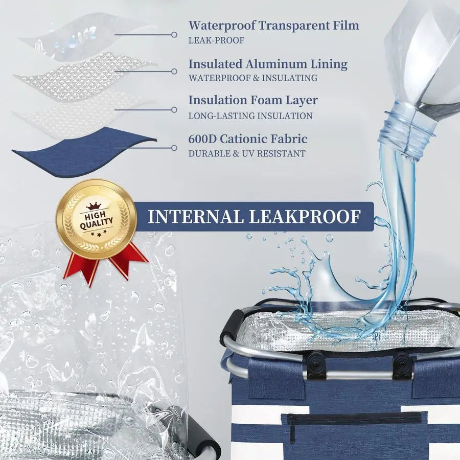 Leakproof Collapsible Picnic Insulated Cooler Bag With Lid