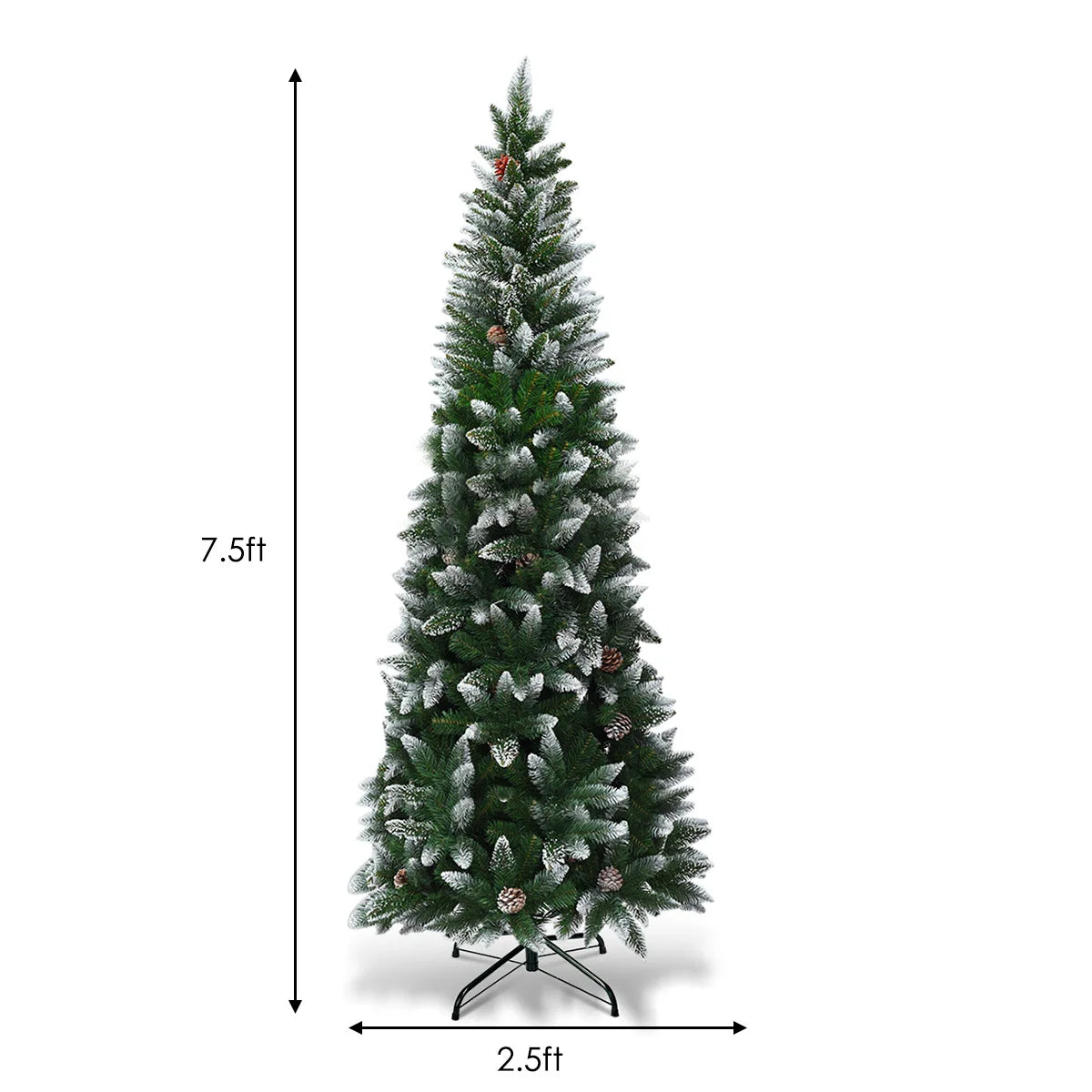 MULTIGOT Unlit Artificial Pencil Christmas Tree With Pine Cones