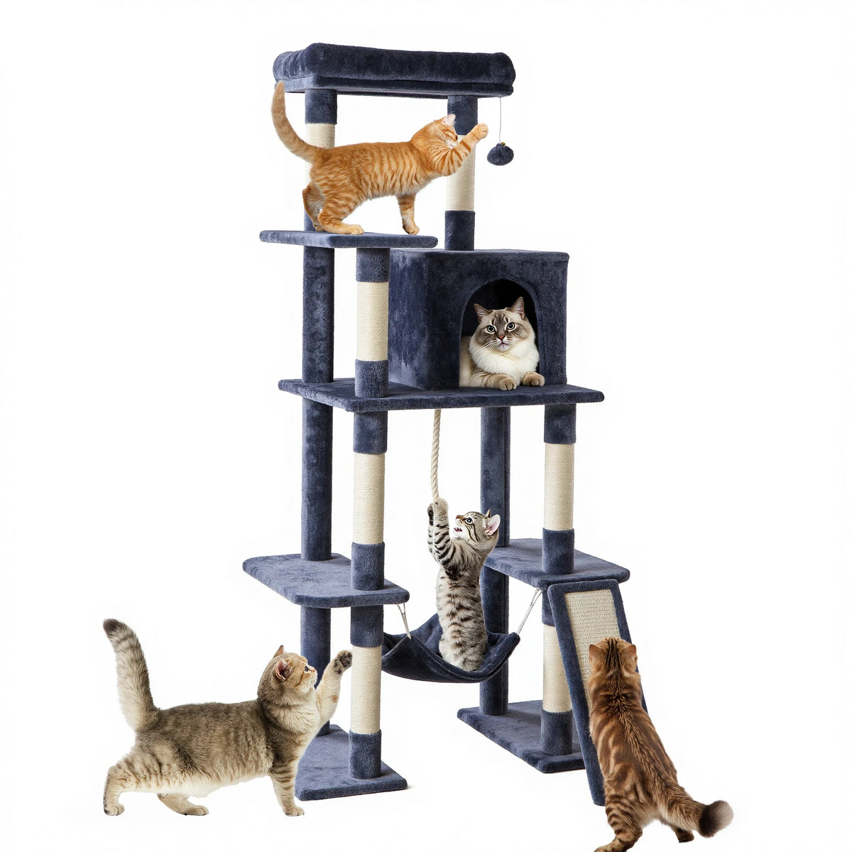 JHK Multi-Level Cat Tree Tower With Sisal Scratching Posts