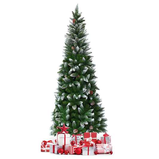 MULTIGOT Unlit Artificial Pencil Christmas Tree With Pine Cones