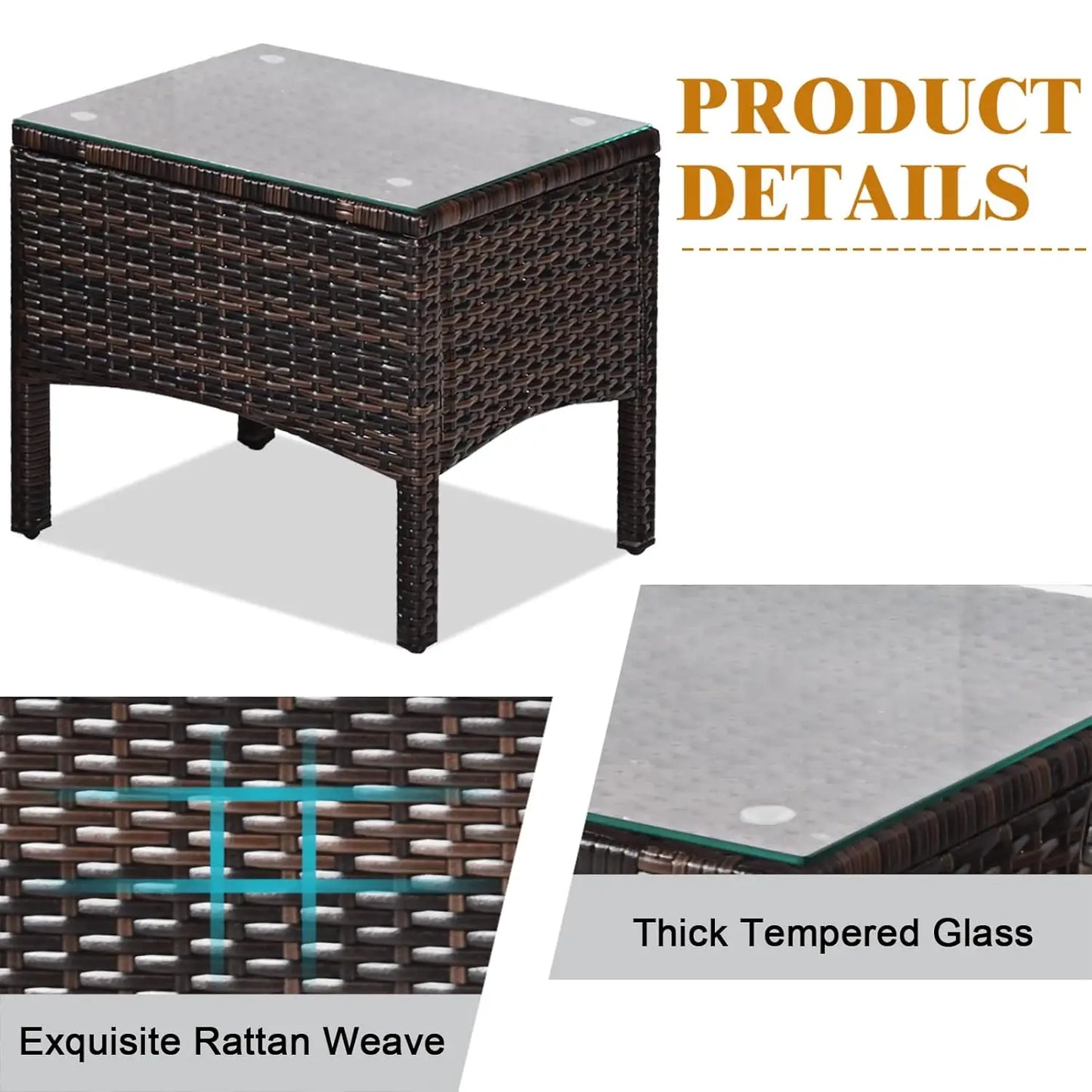 Outdoor Wicker Patio Bistro Set With Cushions All Weather PE Rattan