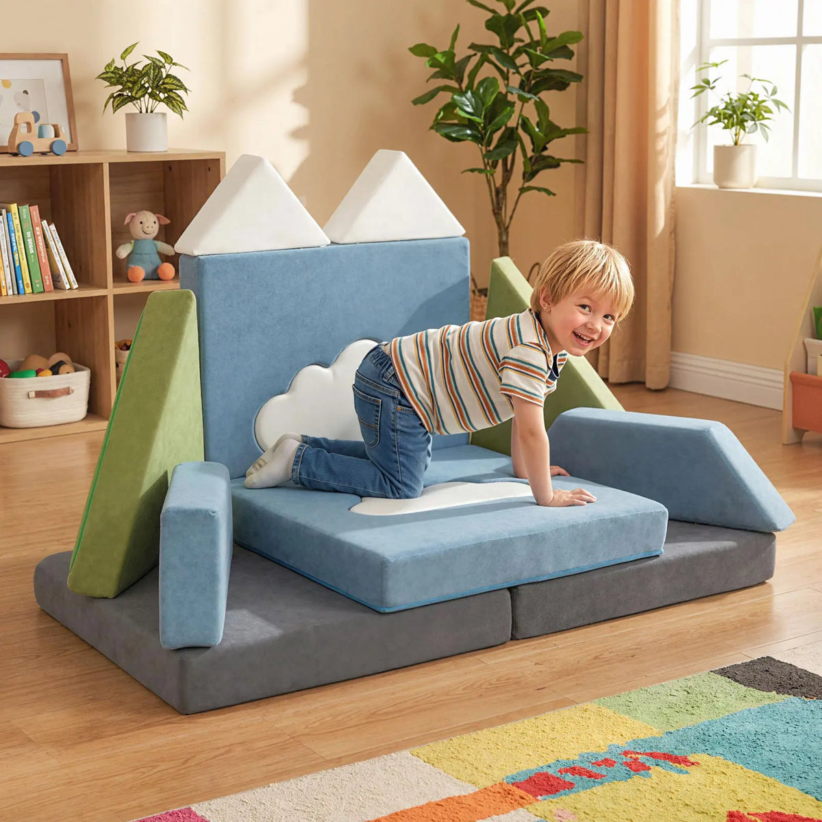 HOMASIS Modular Kids Play Couch Snow Mountain Foam Building Fort