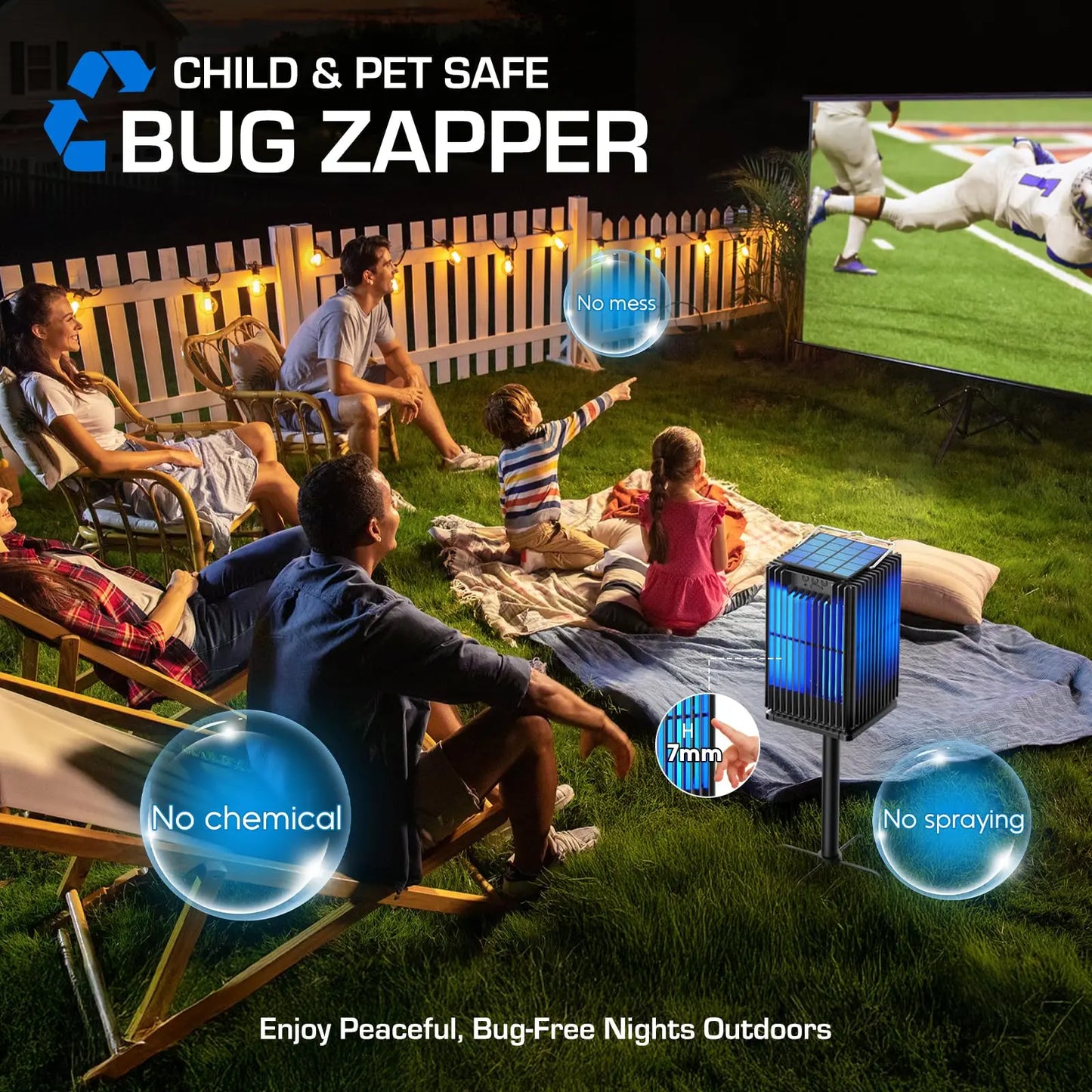 Solar Outdoor Bug Zapper Cordless Mosquito Zapper Waterproof Bracket