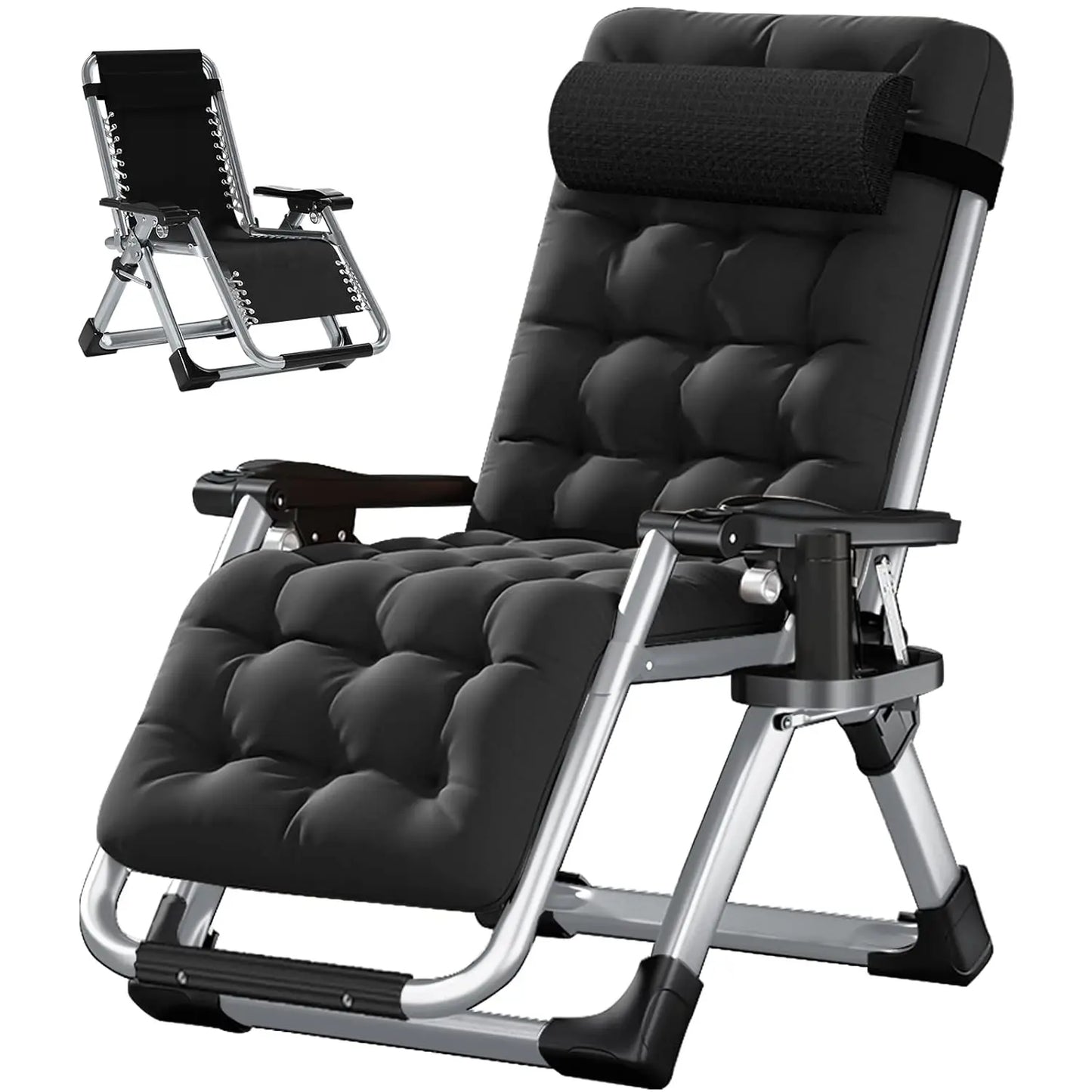 Zero Gravity Chair, Premium Lawn Recliner Folding Portable Chaise Lounge with Detachable Cushion, Headrest and Cup, Custom