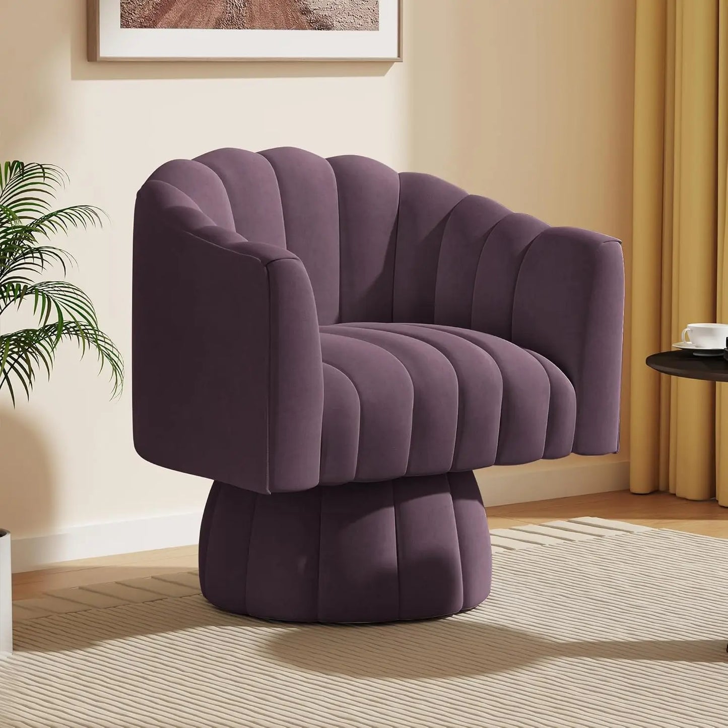 MOYU Velvet Upholstered Swivel Accent Chair 360 Degree Spin Armrest