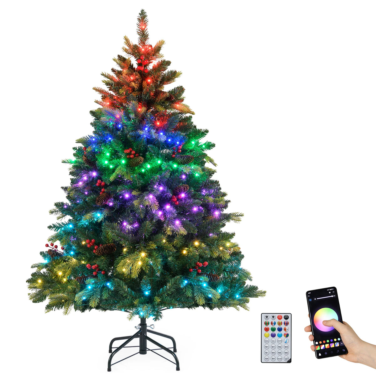 LIFEZEAL Hinged Artificial Christmas Tree With Remote And App Control