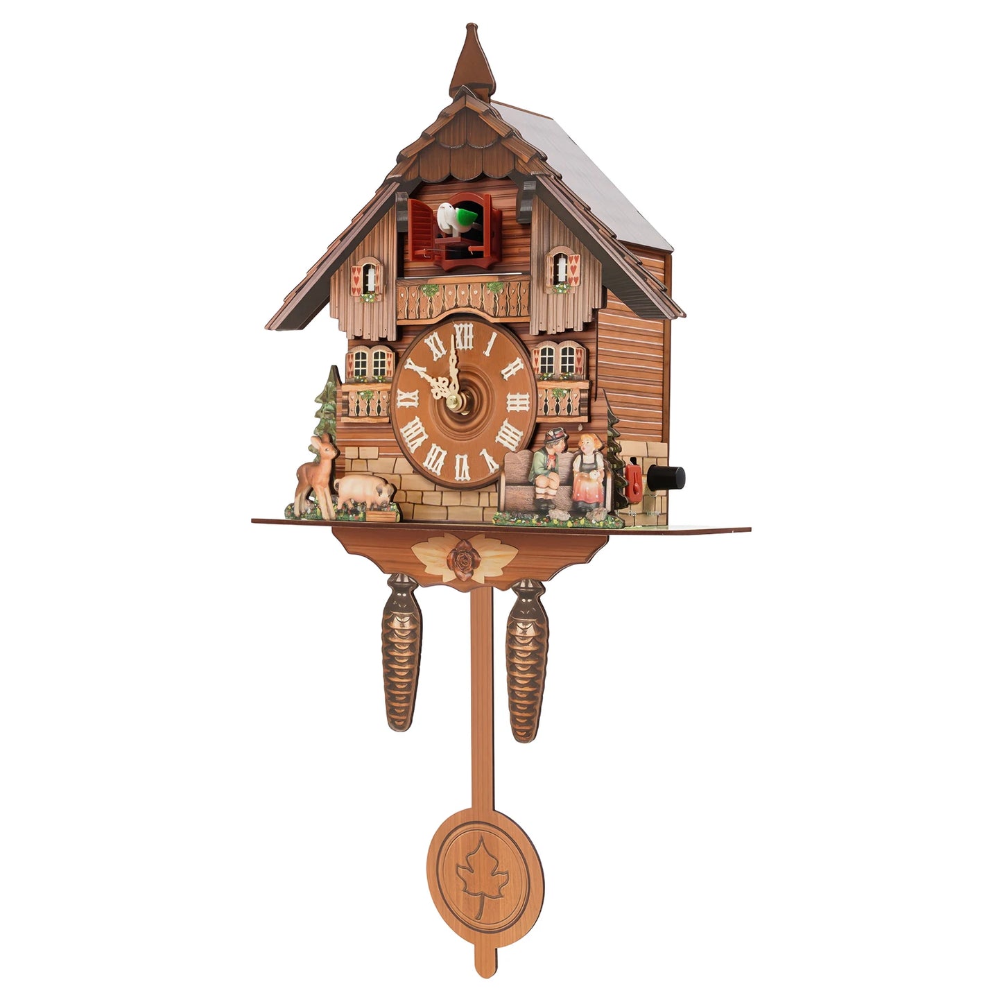 Wall Mount Clock Cuckoo Clock, Wood Cuckoo-Clock, 7:00-21:00 Chime Time 25*10*50cm Pointers+Time Scales Display