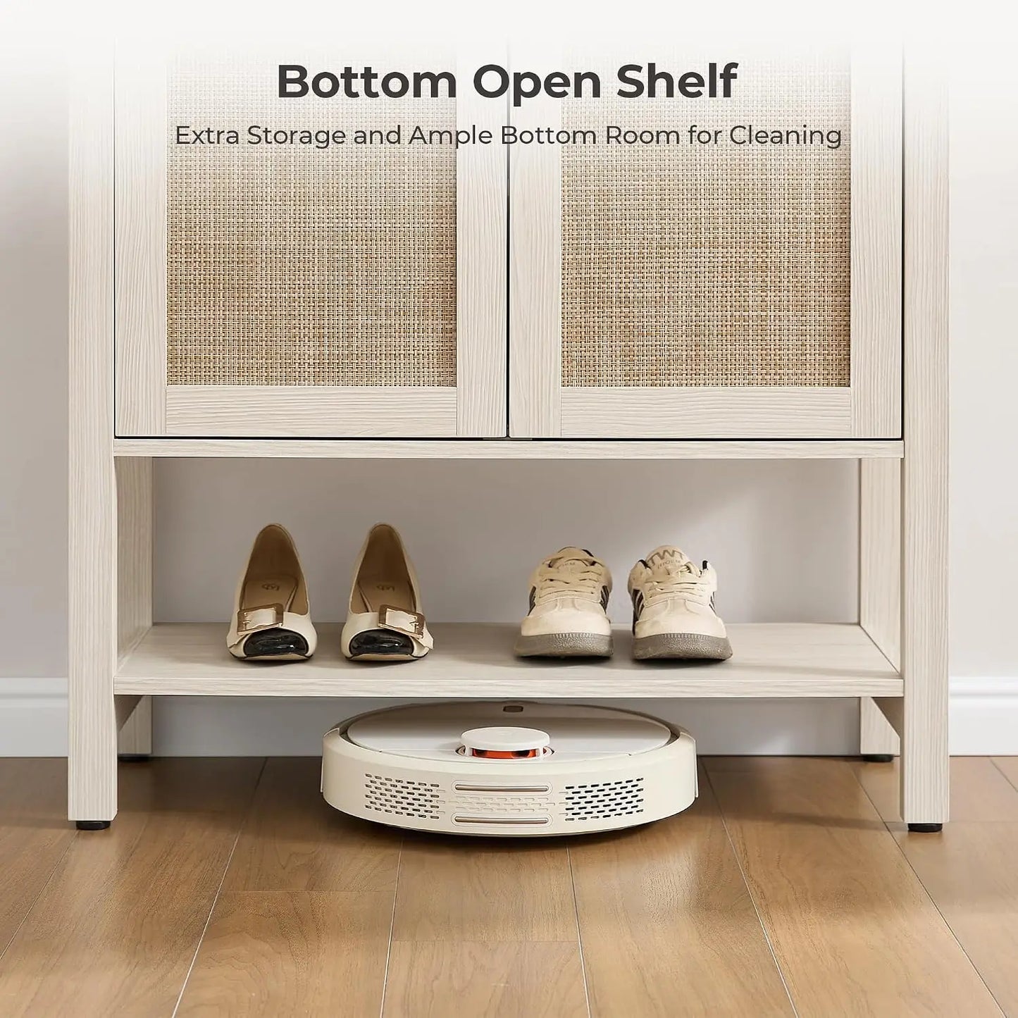 Shoe Storage Cabinet for Entryway - 5 Tier Rattan Entry Shoe Organizer Cabinet with Shelves & Doors, 2 Pieces, Customized