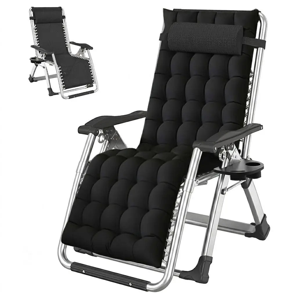 Zero Gravity Chair, Premium Lawn Recliner Folding Portable Chaise Lounge with Detachable Cushion, Headrest and Cup, Custom