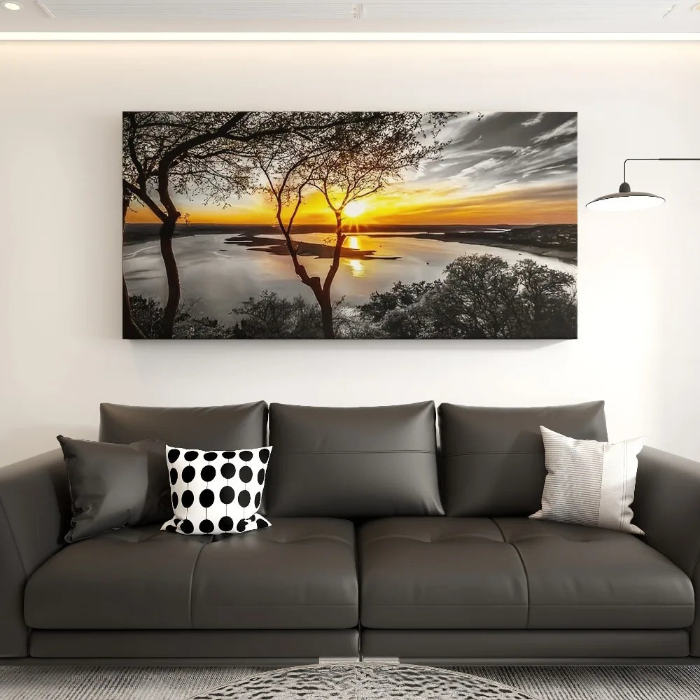 Sunset Landscape Art - High quality forest scenery, 1.5 inches thick, suitable for interior decoration