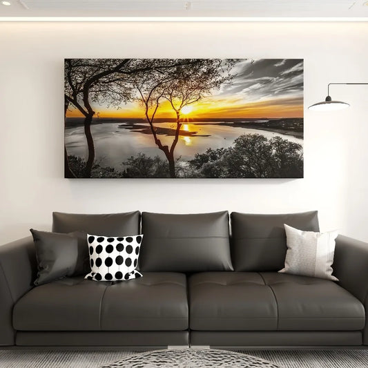 Sunset Landscape Art - High quality forest scenery, 1.5 inches thick, suitable for interior decoration