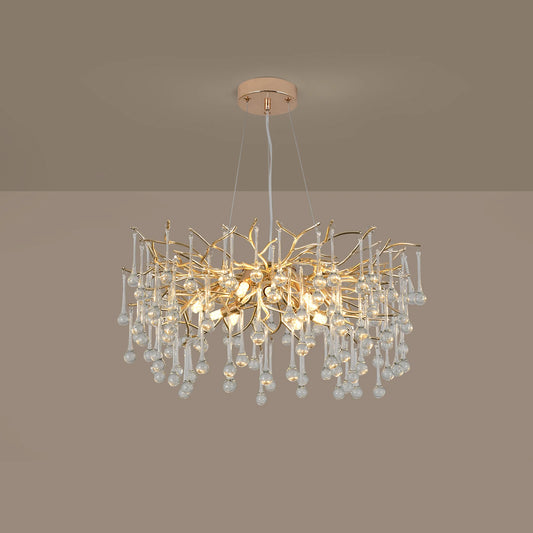 Modern Luxury Gold Crystal Ceiling Chandelier Tree Branch Shaped Pendant Light for Dining Living Room Bedroom Lustre Home Decor