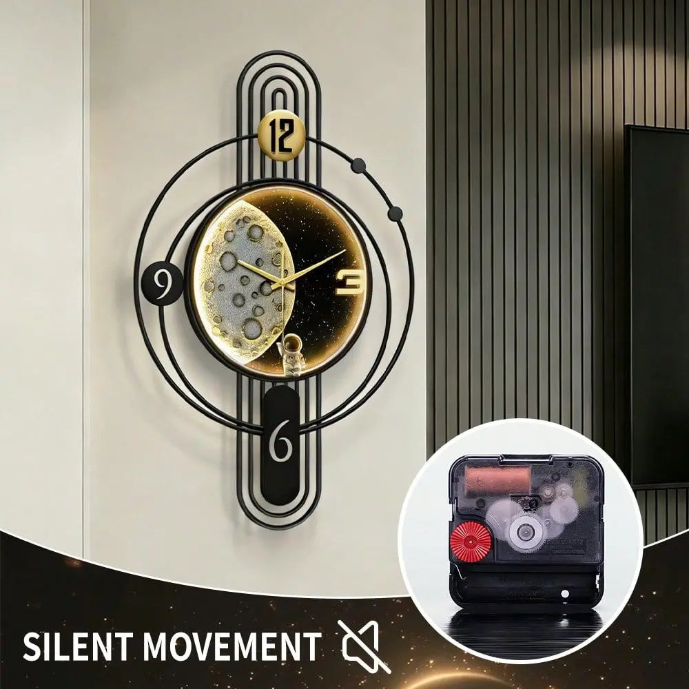 31x20 Inch Large Illuminated Wall Clock, Modern Large Wall Clock Suitable, Stylish And Creative, Metal Frame Silent N