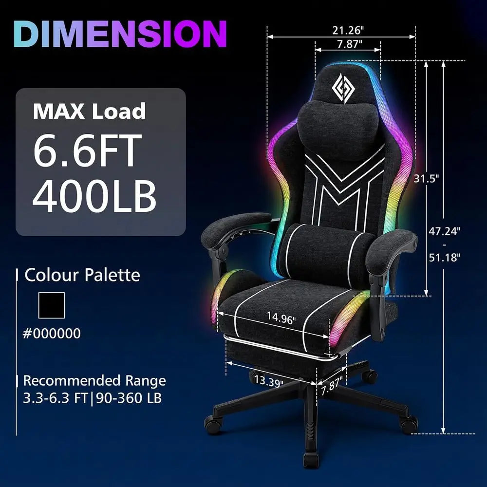 RGB Gaming Chair With Bluetooth Speakers And Music Reactive Lighting