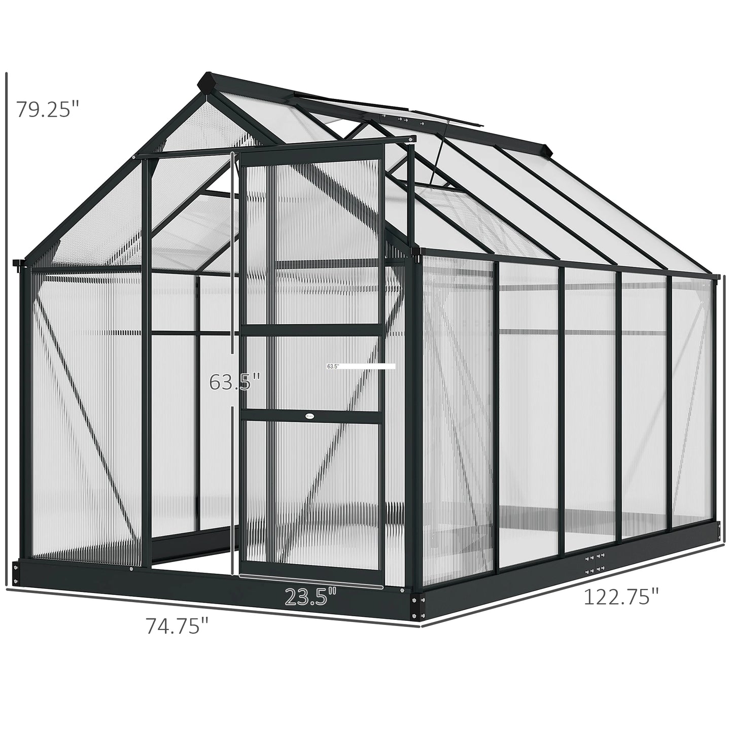 Outsunny Walk-In Aluminum Polycarbonate Garden Greenhouse