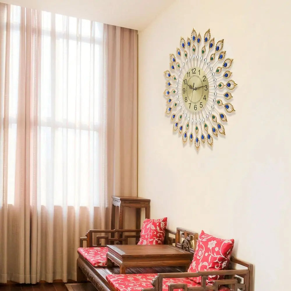 Large Wall Clock Non-Ticking Silent Modern Metal Big Clocks Decorative Wall Clocks For Living Room Dining Room Bedroom Decor, D