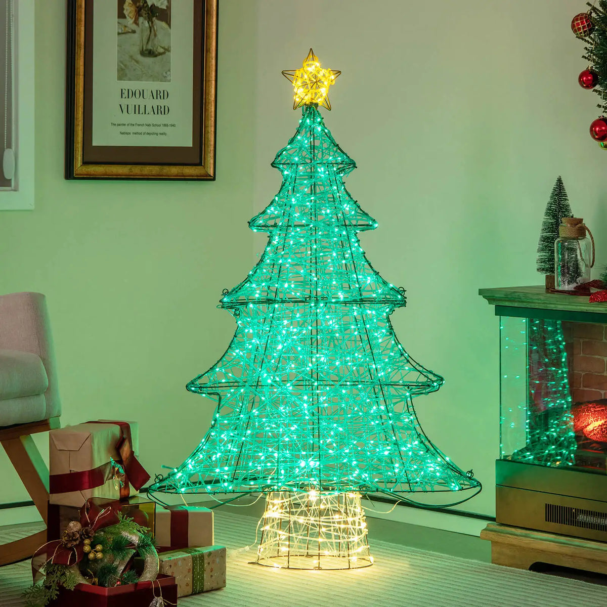 MULTIGOT Pre Lit Artificial Christmas Tree With LED Lights