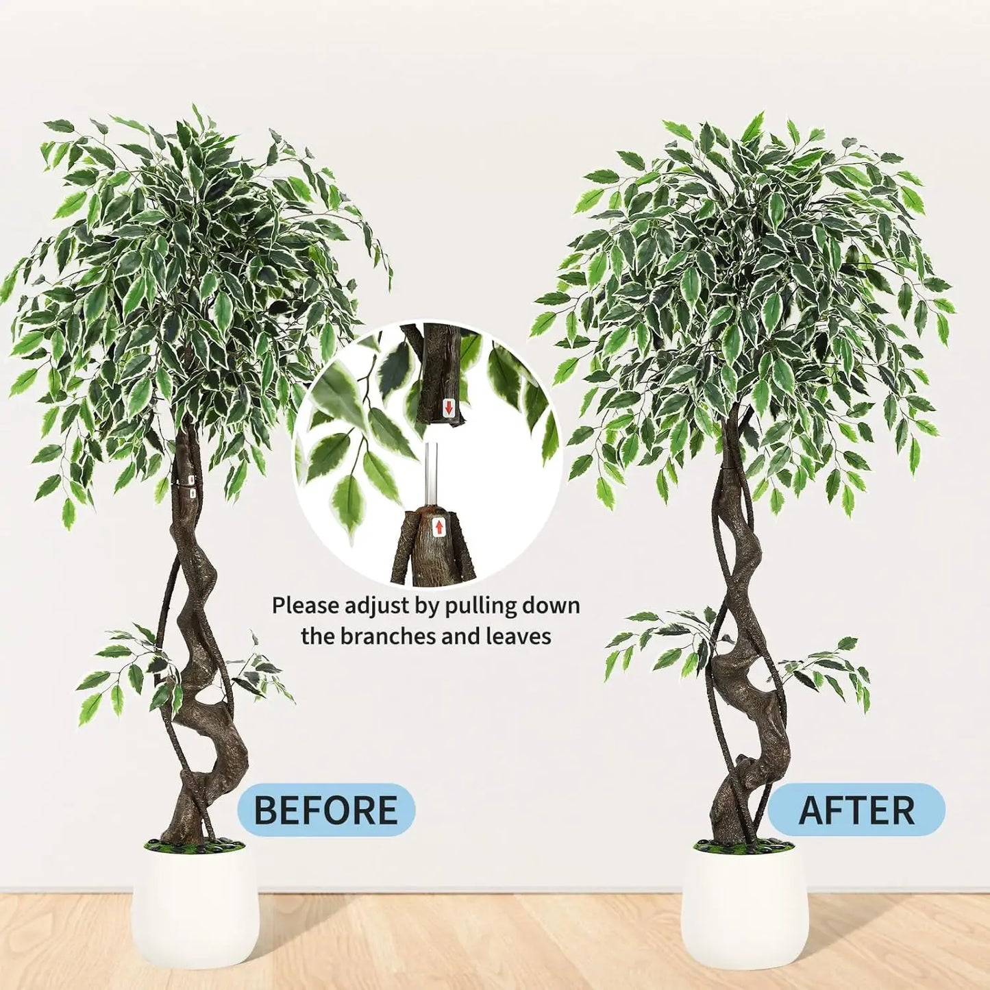HiMISS Artificial Ficus Tree Indoor Outdoor Decorative Floor Plant