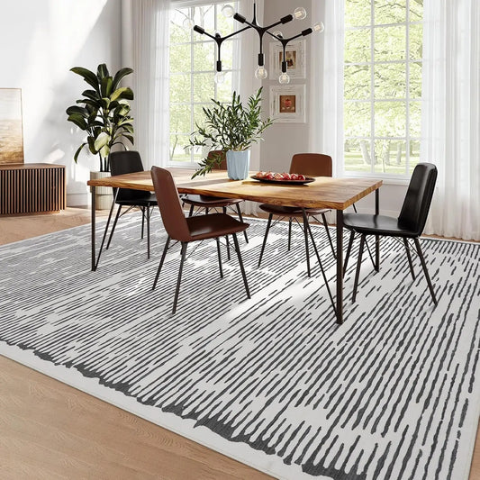 Area Rug for Living Room,Washable Modern Indoor Striped Rug,Low Pile Indoor Floor Carpet for Bedroom Office Dining Room Kitchen