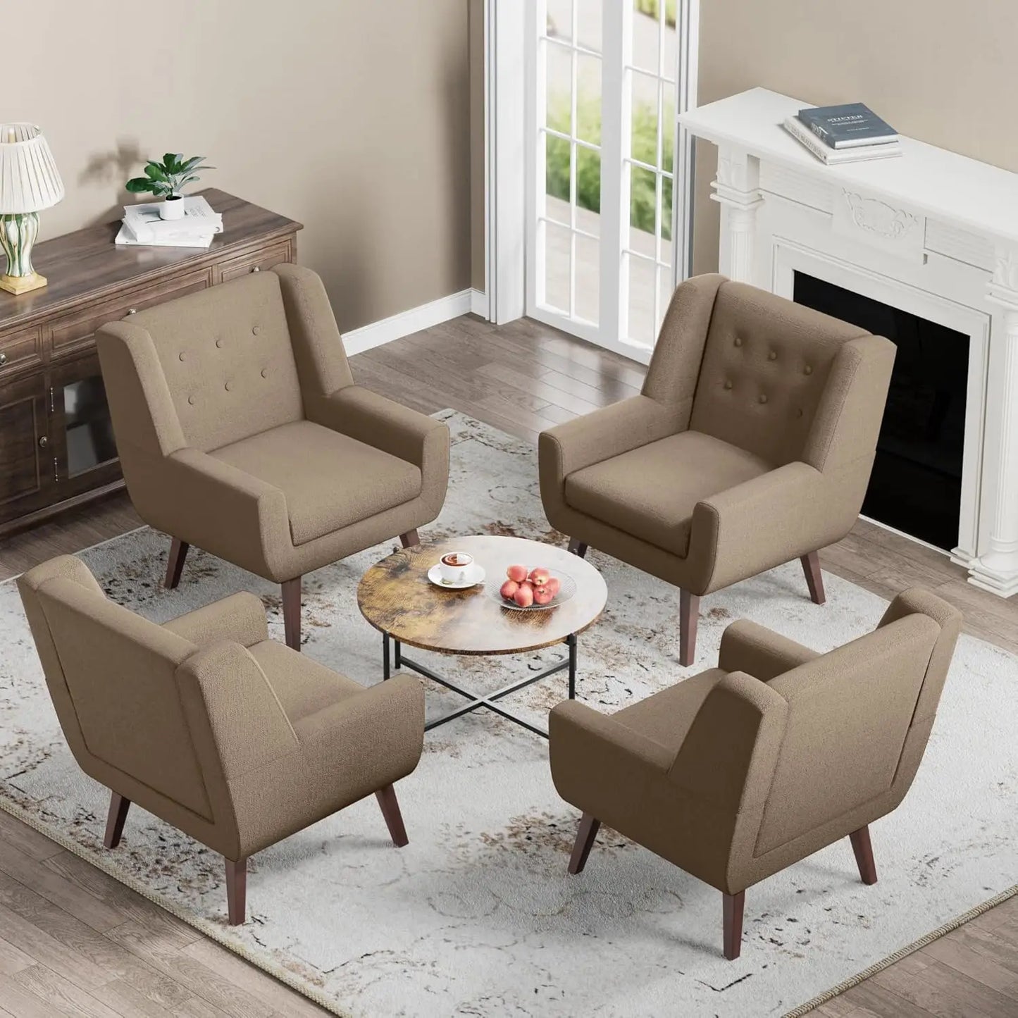 MOYU Accent Chairs Set of 4 Upholstered Button Tufted Armchairs